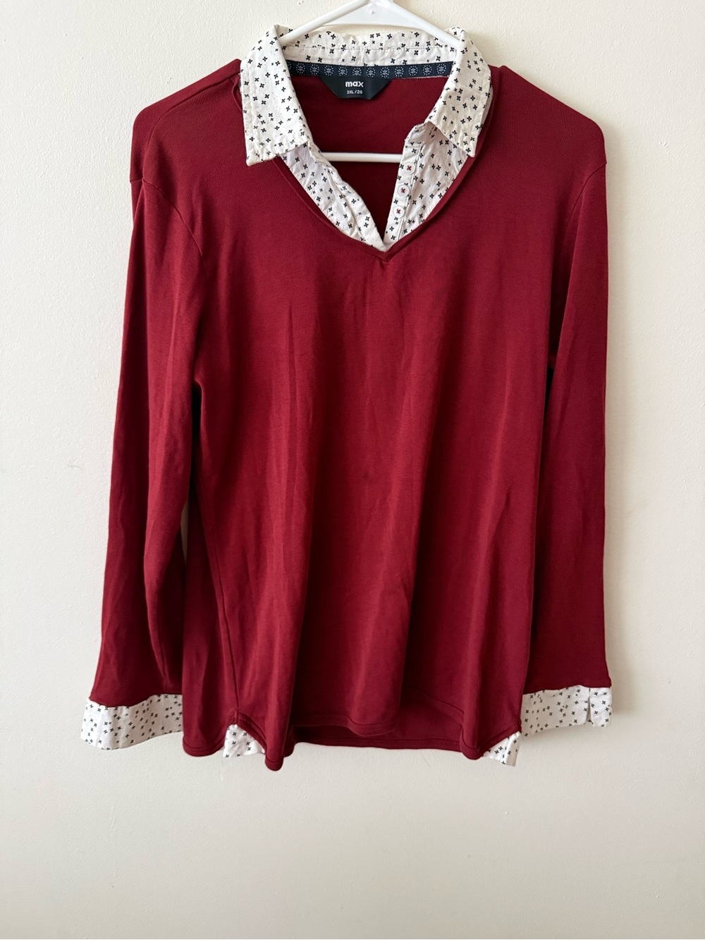 Women's V-Neck Lightweight Top in Burgundy.